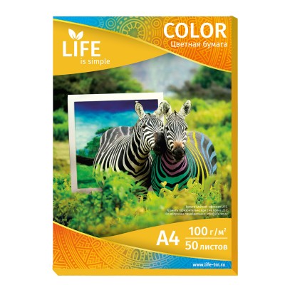 Цветная офисная бумага LIFE 80г/А4/50 листов оранжевая
